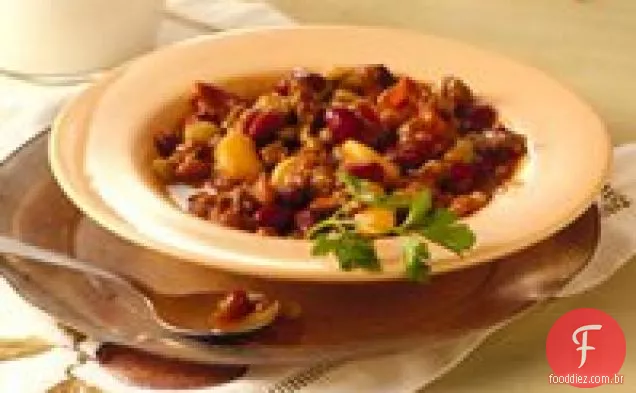 Jantar de carne e feijão
