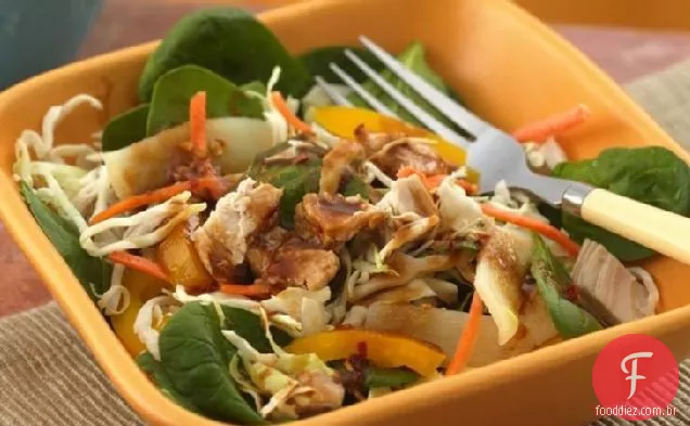 Salada De Frango Asiática Com Molho De Amendoim E Soja