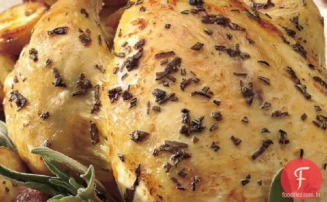 Frango Assado no forno com batatas novas