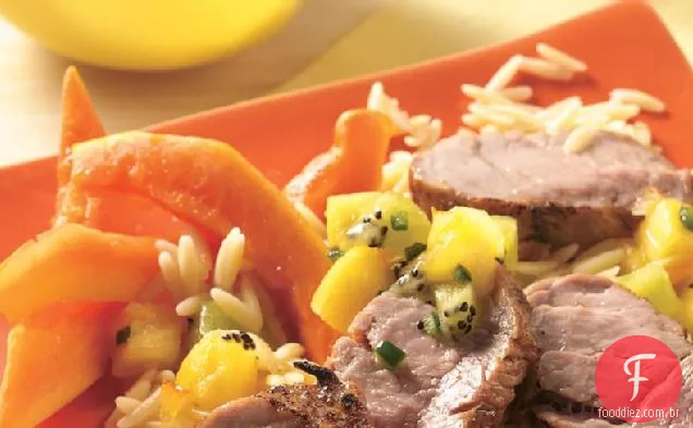 Lombo de porco grelhado com Salsa de abacaxi
