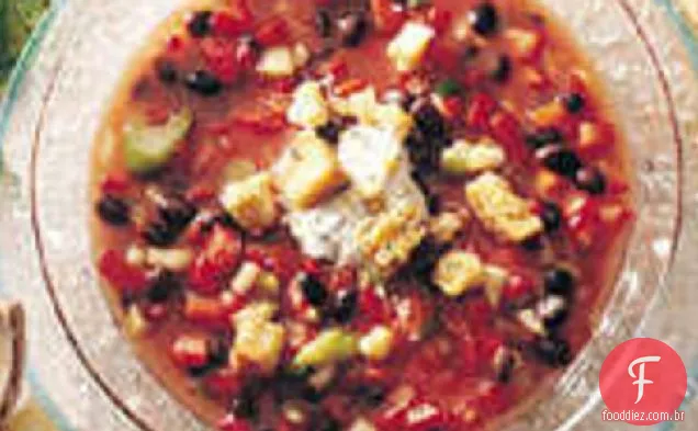 Gaspacho com manjericão Crème Fraîche