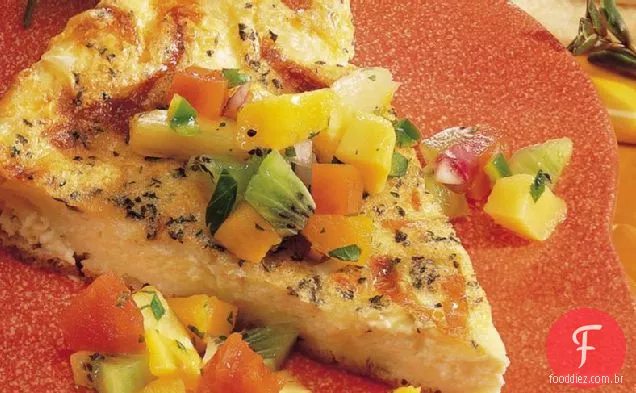 Omelete de ervas assadas com Salsa de frutas