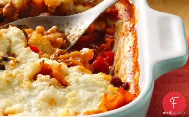 Três Lasanha De Queijo-Salsicha