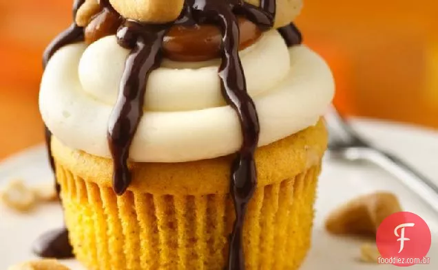 Ooey Gooey Abóbora Caramelo Cupcakes