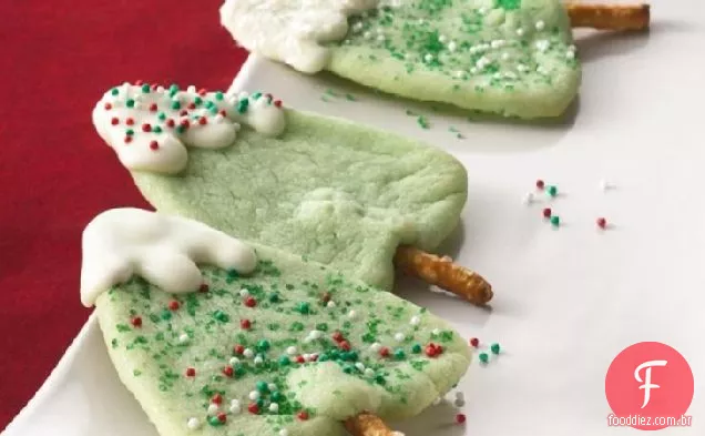 Biscoitos De Árvore Cobertos De Neve