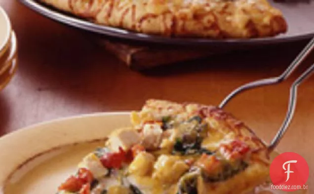 Pizza de queijo duplo, espinafre e frango