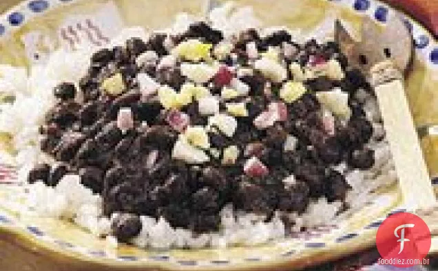 Slow-Cooker feijão preto e arroz