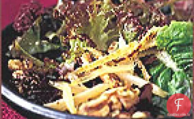 Bardana Miso-envidraçada com alfaces vermelhas