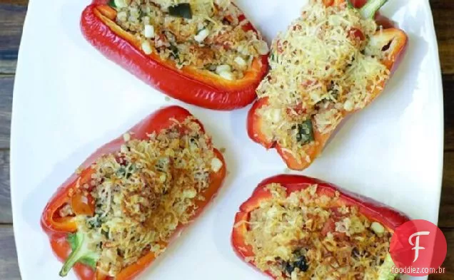 Pimentas assadas picantes com Quinoa e milho