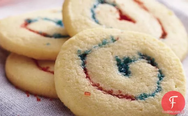 Biscoitos vermelhos, brancos e azuis