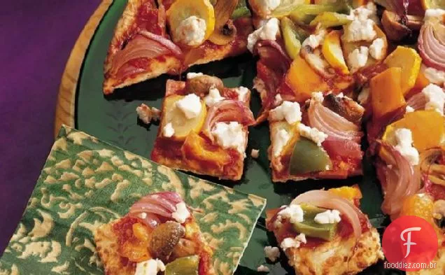 Pizza de queijo vegetal e cabra assada
