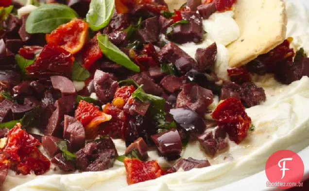 Azeitonas Kalamata e tomates secos ao sol em Cream Cheese