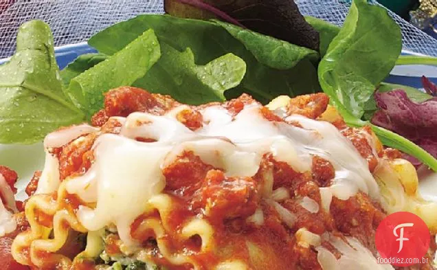 Cheesy Espinafre Lasanha Roll-Ups
