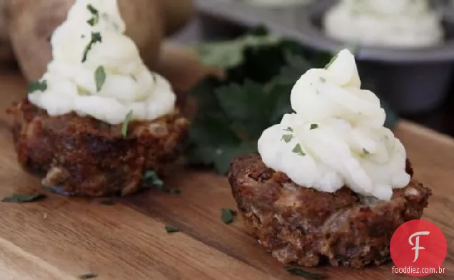 Cupcakes de Pão de carne com purê de batata