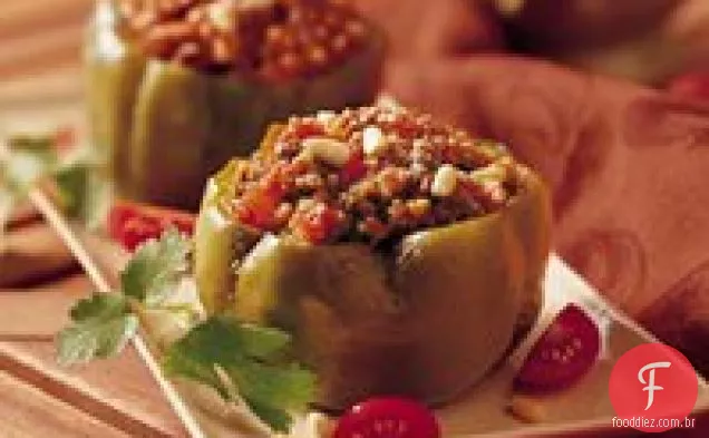 Slow-Cooker cuscuz-pimentos recheados (cozinhar para 2)