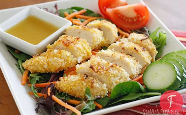 Salada De Frango De Coco Com Vinagrete De Mostarda De Mel Quente