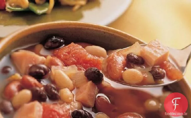 Presunto saudável e sopa de três feijões