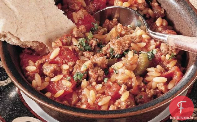 Cordeiro grego e Orzo