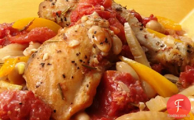 Frango refogado sem glúten com Erva-doce e Feijão Branco