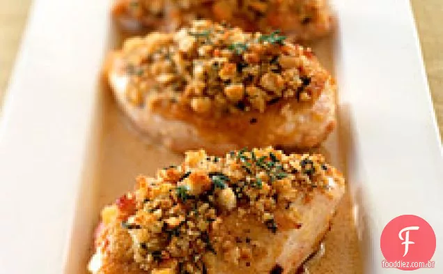Peitos de frango com mostarda crocante
