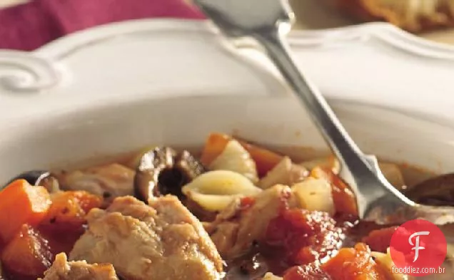 Sopa Italiana Da Galinha-Massa Do Lento-Fogão