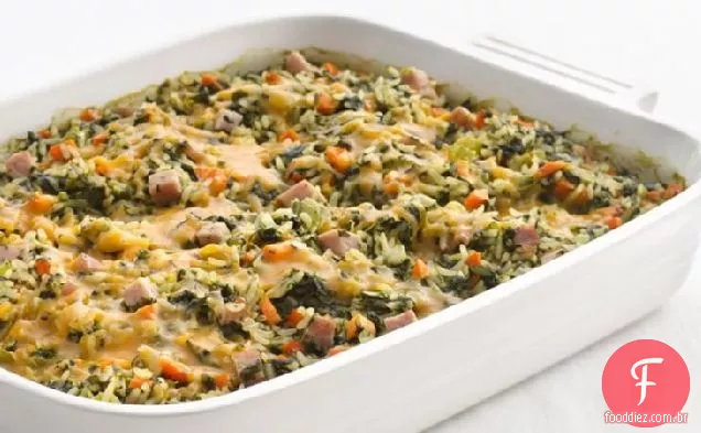 Caçarola de espinafre e arroz saudável