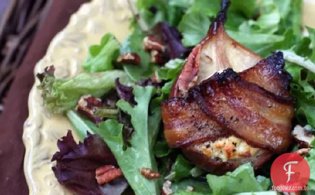 Salada de Pêra assada com Bacon com vinagrete
