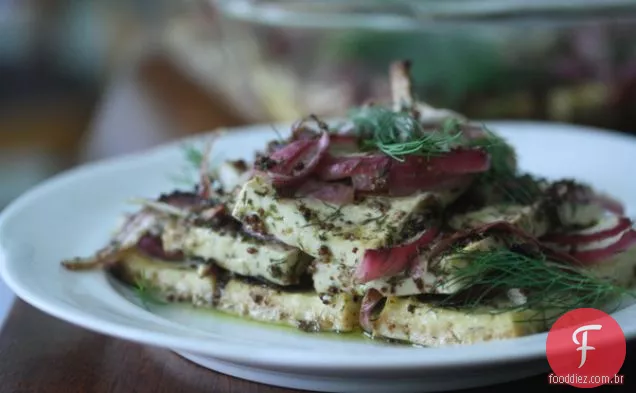Tofu Assado Com Vinho Branco, Mostarda E Endro