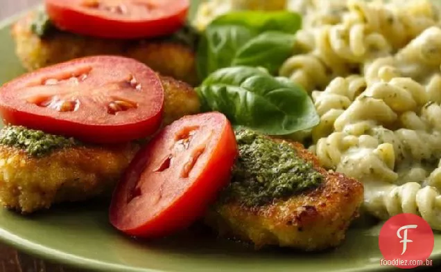 Pesto parmesão frango e macarrão