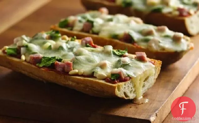 Espinafre e presunto pão francês Pizza