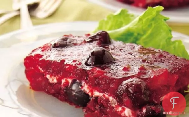 Salada De Gelatina Em Camadas De Queijo Creme De Cereja