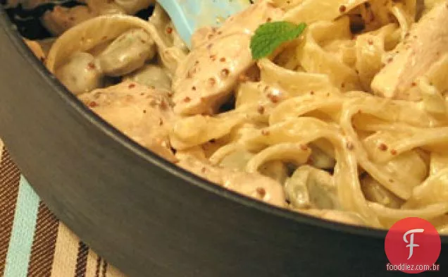 Tagliatelle Com Favas, Frango, Mostarda E Hortelã