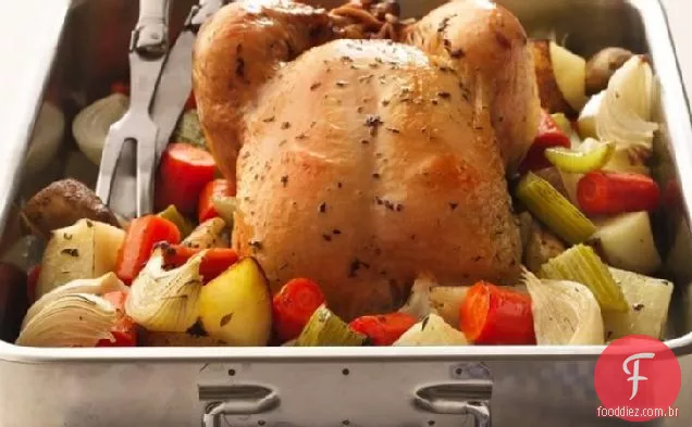Tomilho-Frango Assado com legumes