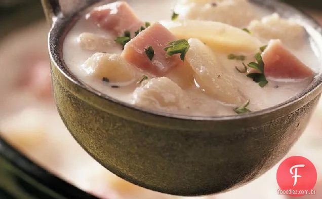 Sopa rápida de presunto e couve-flor