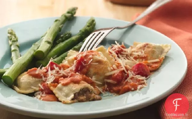 Ravioli frito em molho de Vodka