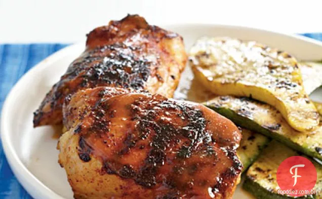 Frango assado com esmalte de mostarda
