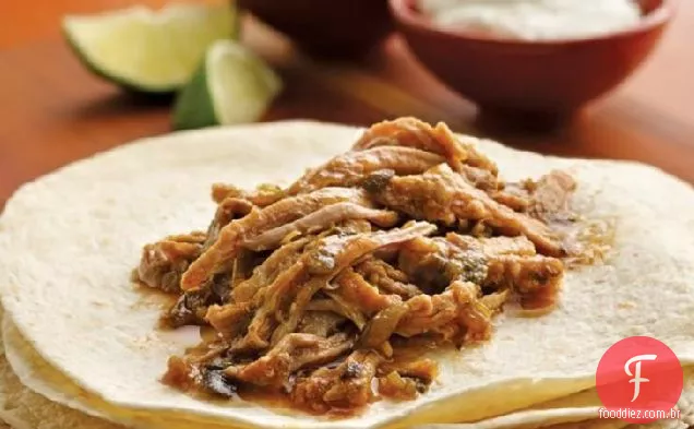Slow-Cooker Verde Chile Puxou Burritos De Porco
