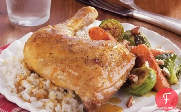 Laranja-Maple Frango Assado e legumes