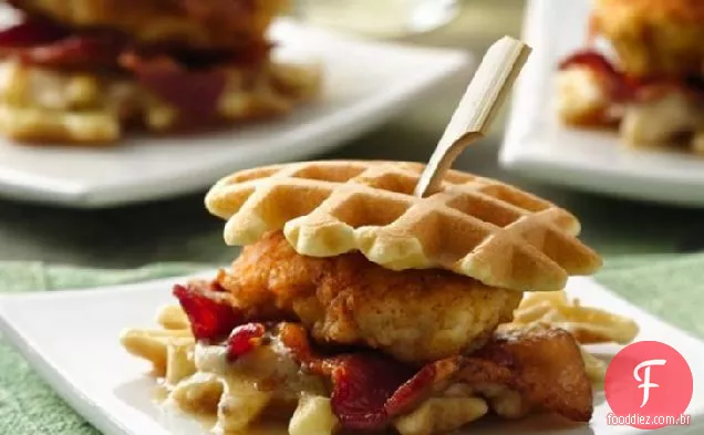 Frango frito 'N Waffle sanduíche mordidas