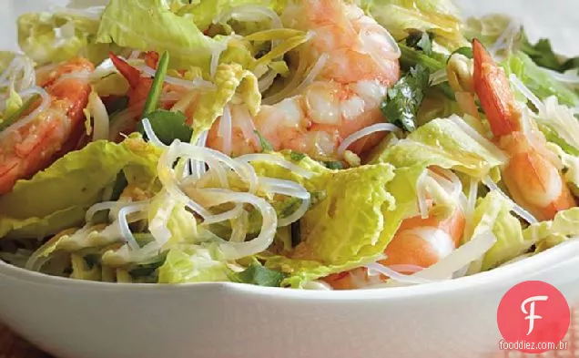 Camarão Asiático e Salada De Macarrão