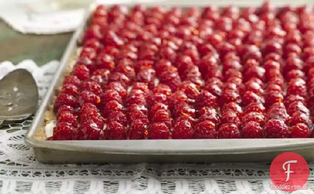 Torta Fresca Da Bandeja Da Amêndoa Da Framboesa