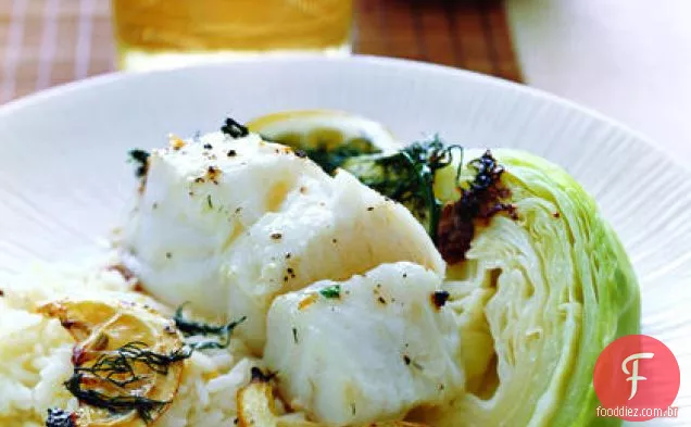 Filé de pescada com arroz de jasmim