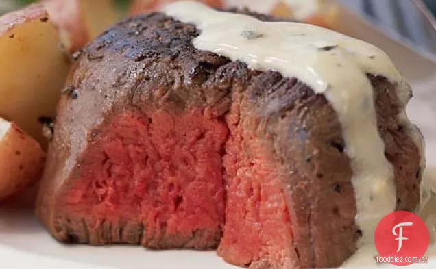 Lombo de carne com molho de Creme De Mostarda e estragão