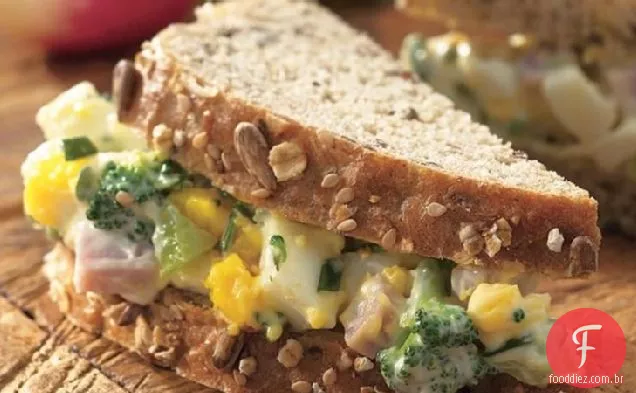 Sanduíches de salada de presunto e ovo