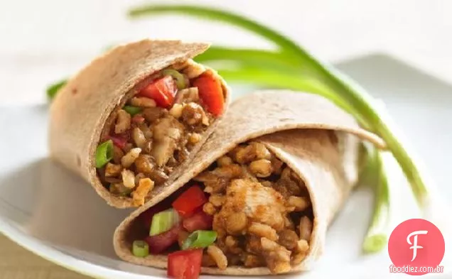 Fácil Frango, Arroz e lentilha Wraps