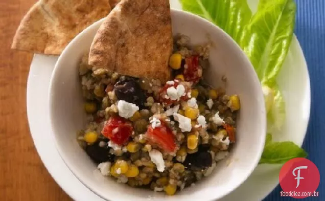 Bulgur e lentilhas mediterrânicas de fogão lento