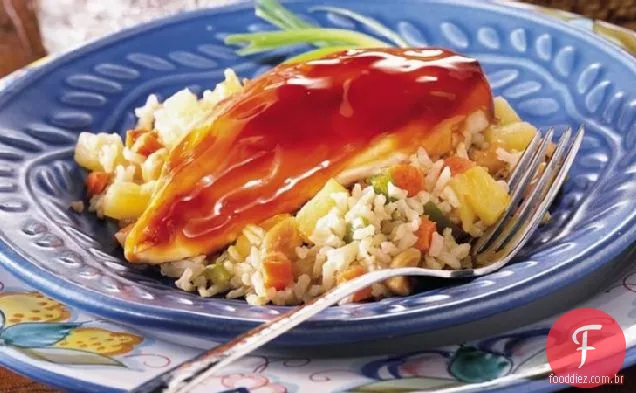 Frango com abacaxi e arroz integral