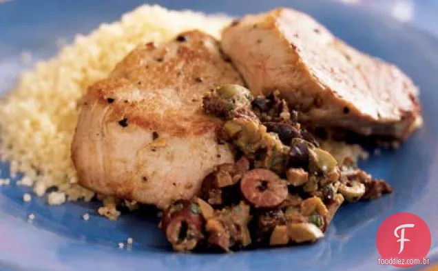 Lombo de porco com Tapenade de mostarda e azeitona