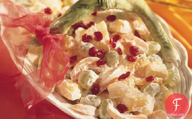 Salada de frutas frescas com molho cremoso