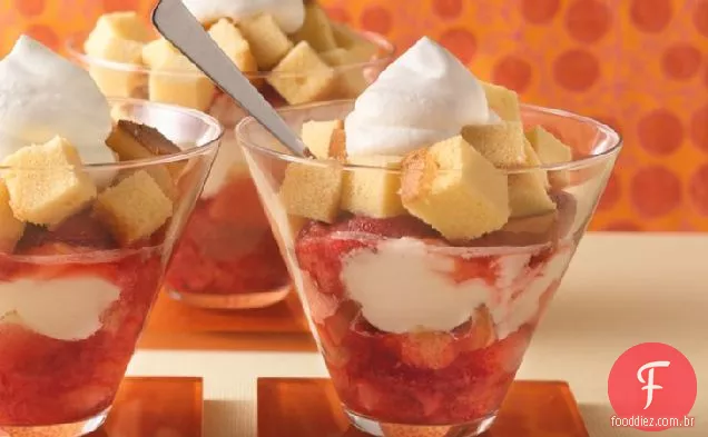 Molho fresco de morango e ruibarbo Parfaits